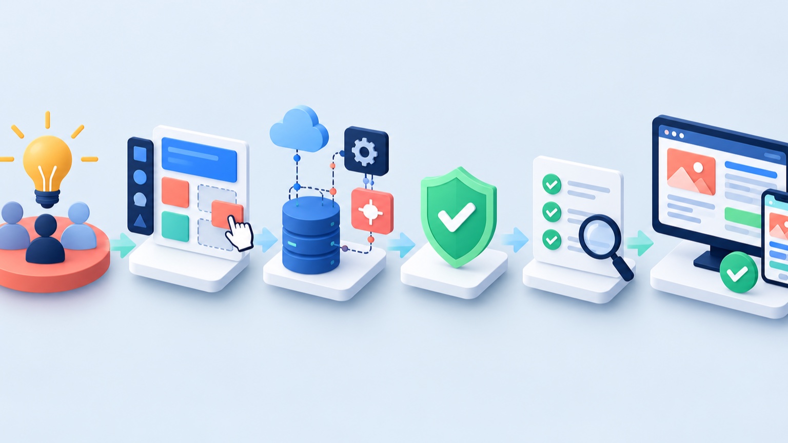 İş ihtiyacından görsel tasarım, veri bağlantısı, test, onay ve yayına uzanan low-code no-code geliştirme akışı