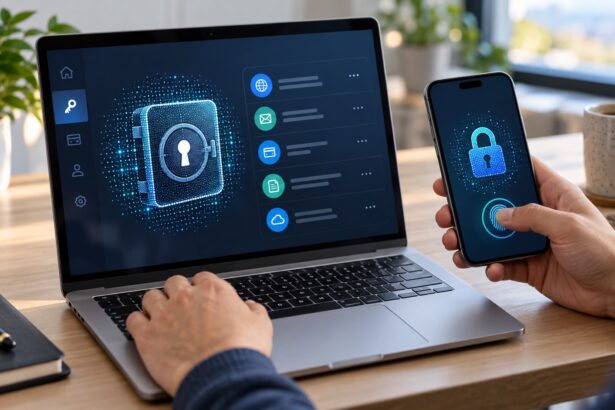 Telefon ve bilgisayardaki şifreli parola kasasını kullanan kişi