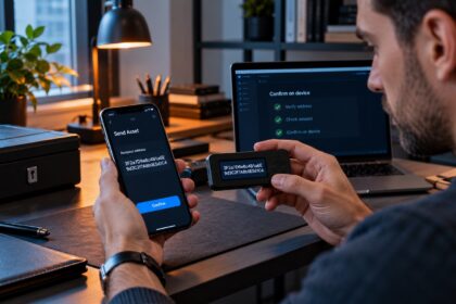 Telefon cüzdanı ile çevrim dışı donanım cüzdanındaki işlem adresini dikkatle karşılaştıran kullanıcı