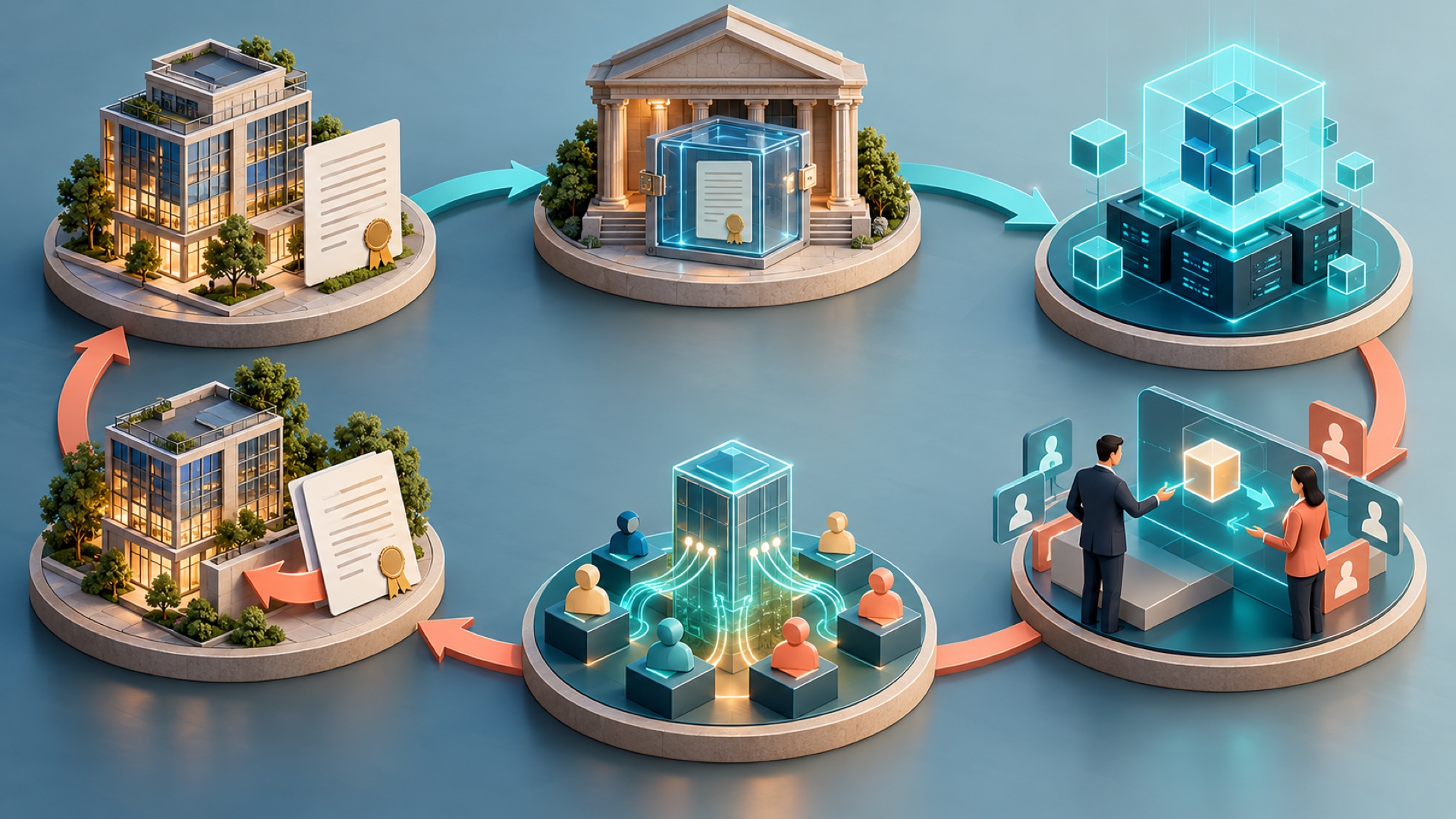 Gerçek varlığın hukuki yapı, saklama, dijital token, işlem ve itfa aşamalarından geçtiği tokenizasyon yaşam döngüsü